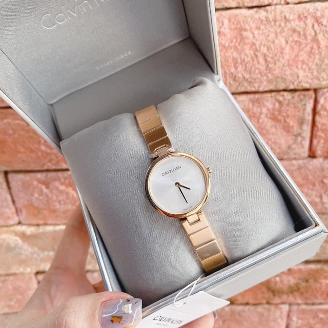  Shop Authentic Calvin Klein Authentic White Dial Rose Gold Steel Strap Watch for Women - K8G23646 - Luxxuri
