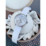  Shop Authentic Calvin Klein Accent Silver Dial White Leather Strap Watch for Women - K2Y231K6 - Luxxuri
