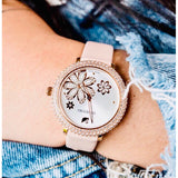  Shop Authentic Swarovski Crystal Frost White Dial Pink Leather Strap Watch for Women - 5519223 - Luxxuri