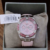  Shop Authentic Guess Limelight Quartz Diamonds Pink Dial Pink Denim Strap Watch For Women - W0775l15 - Luxxuri