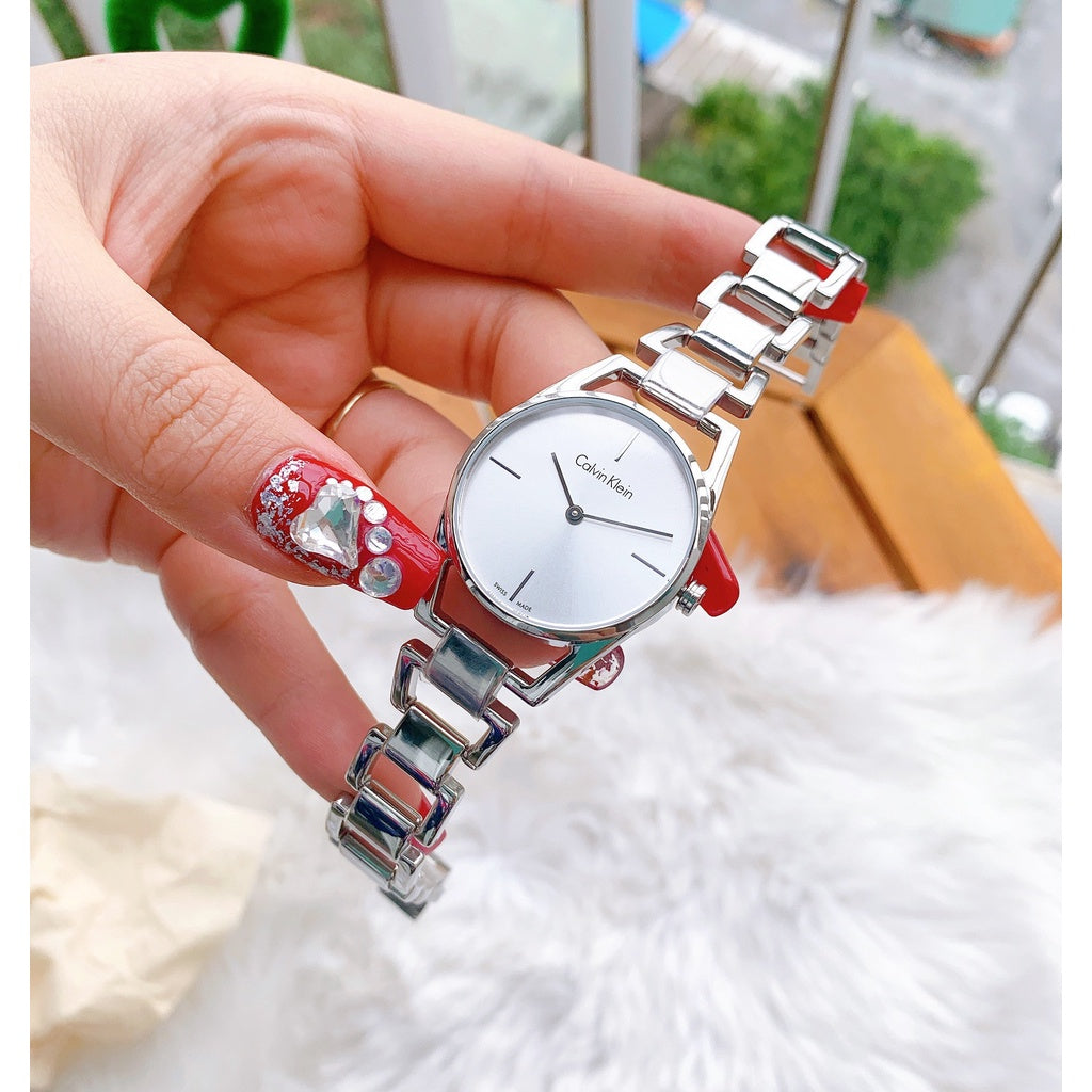  Shop Authentic Calvin Klein Dainty Silver Dial Silver Steel Strap Watch for Women - K7L23146 - Luxxuri