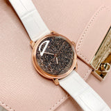  Shop Authentic Swarovski Crystalline Hours Quartz Grey Dial Black Leather Strap Watch for Women - 5344635 - Luxxuri