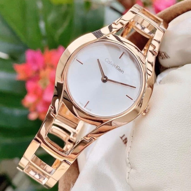  Shop Authentic Calvin Klein Class White Dial Rose Gold Steel Strap Watch for Women - K6R23626 - Luxxuri