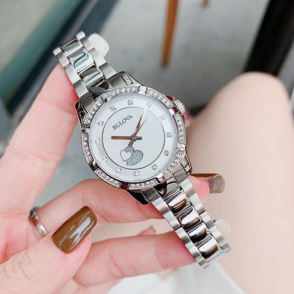  Shop Authentic Bulova Crystal Silver Dial Silver Steel Strap Watch for Women - 96L226 - Luxxuri