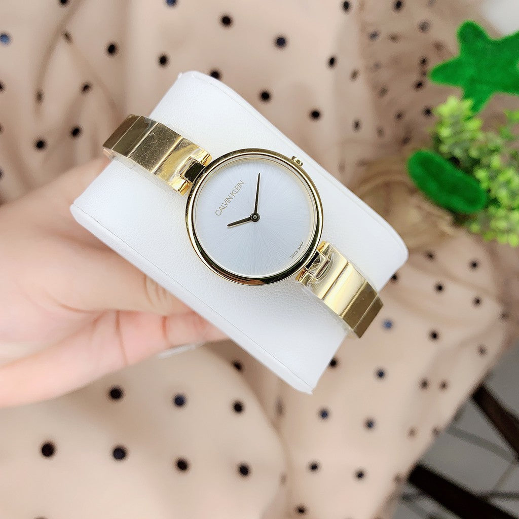  Shop Authentic Calvin Klein Authentic Silver Dial Gold Steel Strap Watch for Women - K8G23546 - Luxxuri