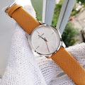  Shop Authentic Calvin Klein City Silver Dial Orange Leather Strap Watch for Women - K2G231G6 - Luxxuri