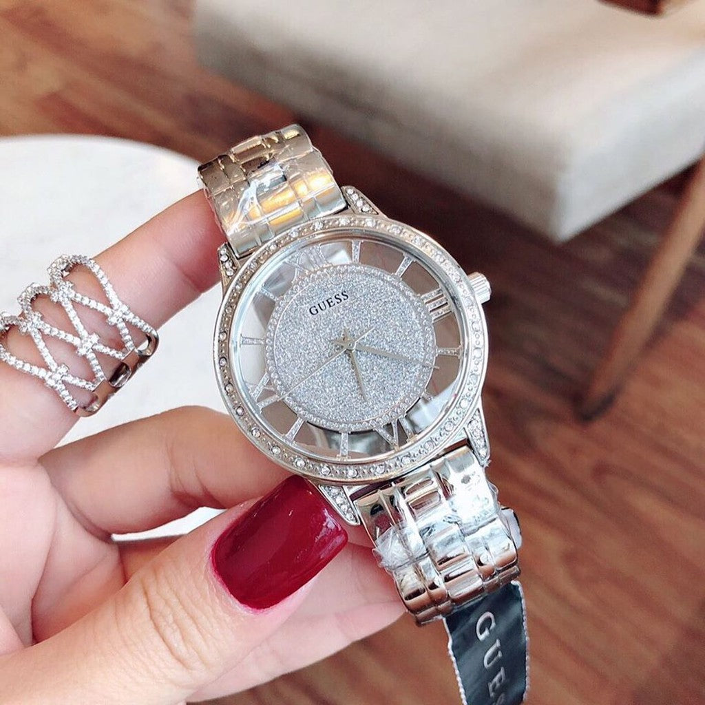  Shop Authentic Guess Ethereal Diamonds Silver Dial Silver Steel Strap Watch for Women - W1013L1 - Luxxuri