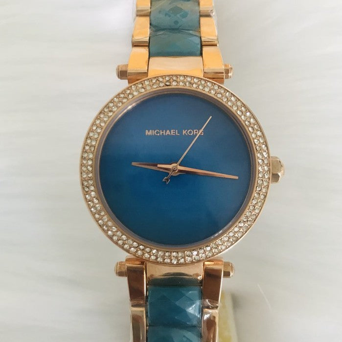  Shop Authentic Michael Kors Parker Blue Mother of Pearl Dial Two Tone Steel Strap  Watch for Women - MK6491 - Luxxuri