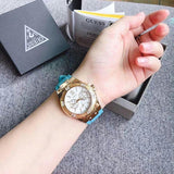  Shop Authentic Guess Limelight Crystal White Dial Light Blue Rubber Strap Watch for Women - W1053L6 - Luxxuri