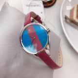  Shop Authentic Calvin Klein Rebel Blue Maroon Dial Maroon Leather Strap Watch for Women - K8P231UN - Luxxuri