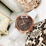  Shop Authentic Swarovski Crystalline Hours Quartz Grey Dial Black Leather Strap Watch for Women - 5344635 - Luxxuri