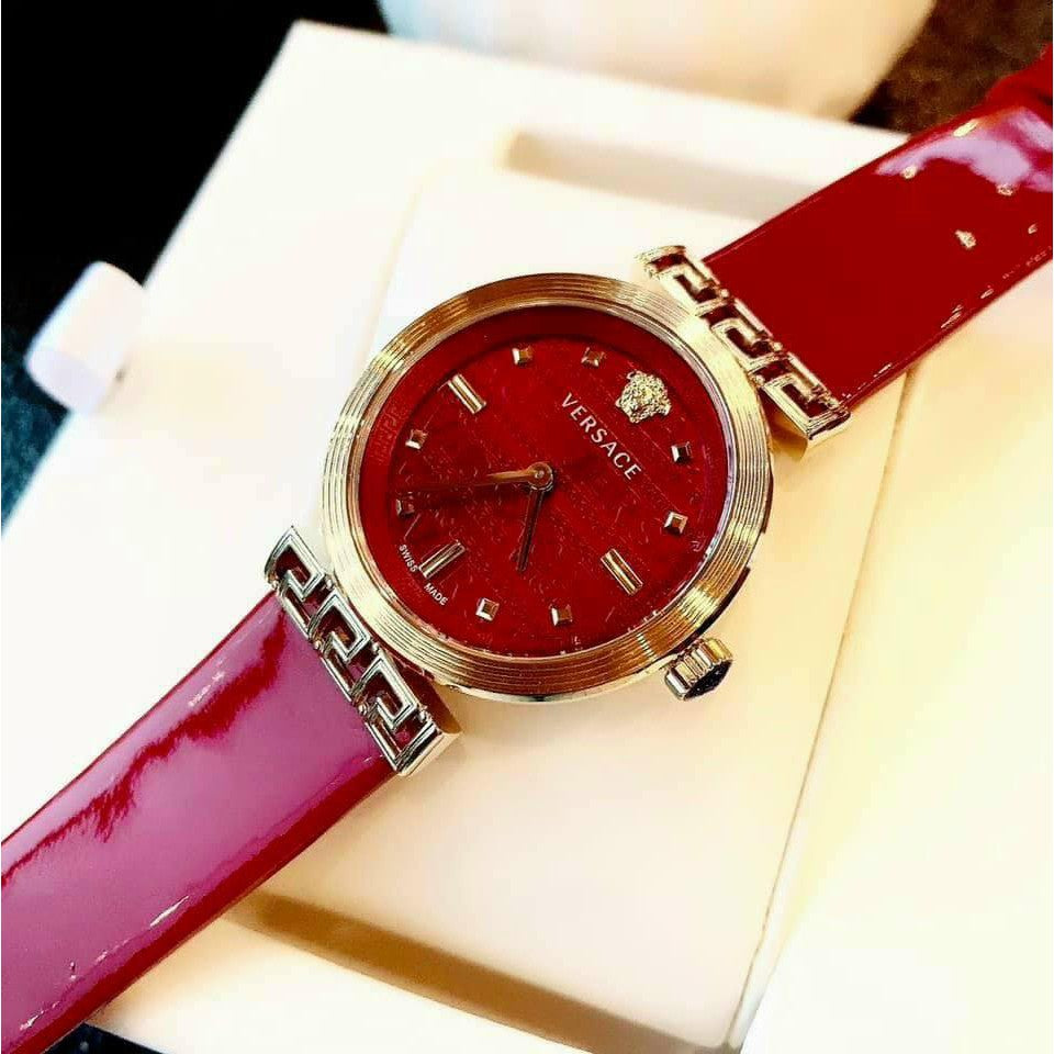 Shop Authentic Versace Greca Meander Red Dial Red Leather Strap Watch for Women - VELW00320 - Luxxuri