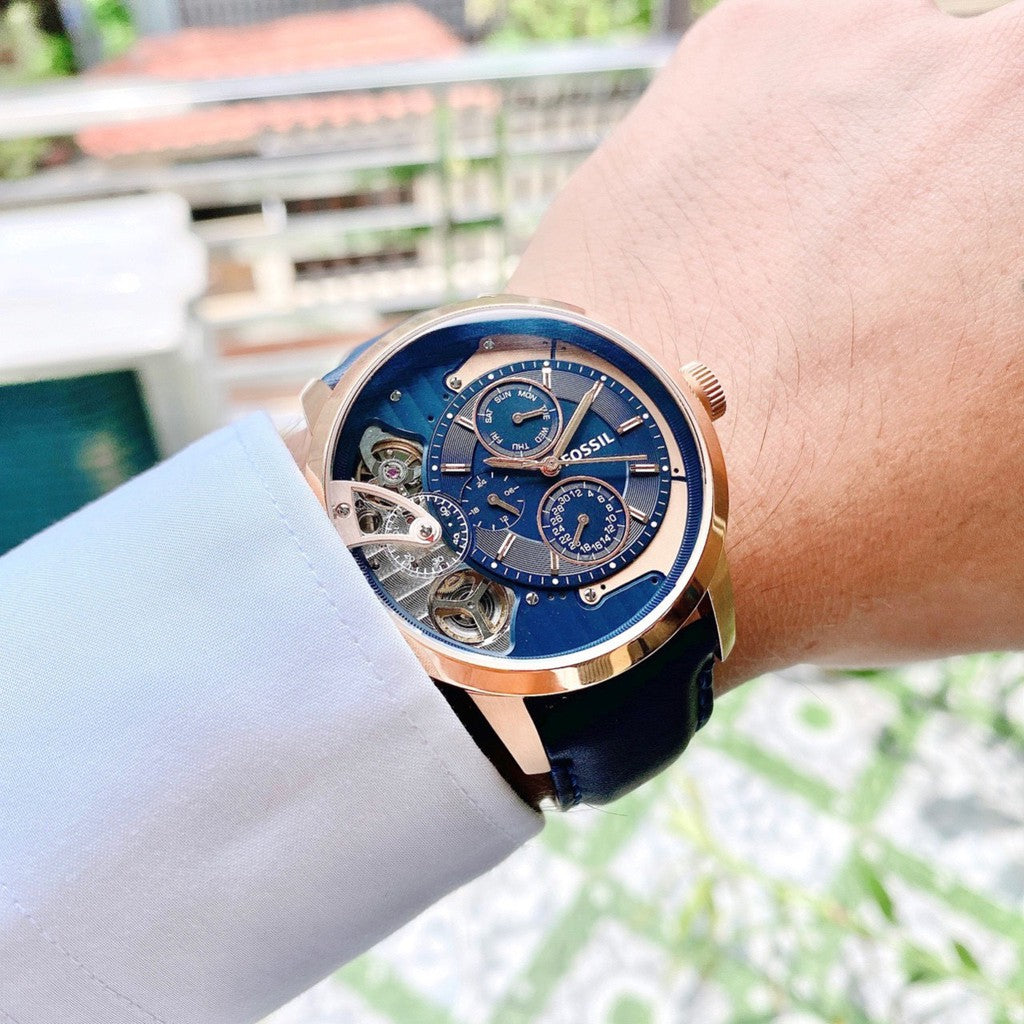  Shop Authentic Fossil Townsman Twist Skeleton Blue Dial Blue Leather Strap Watch for Men -  ME1138 - Luxxuri