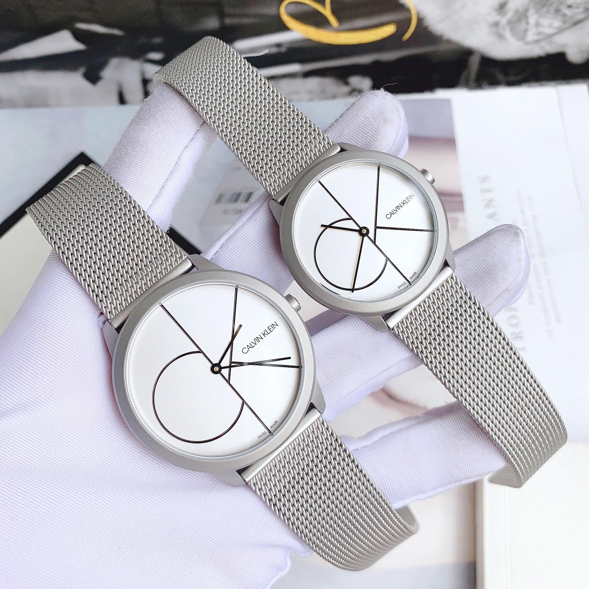  Shop Authentic Calvin Klein Minimal White Dial Silver Mesh Bracelet Watch for Men - K3M5115X - Luxxuri