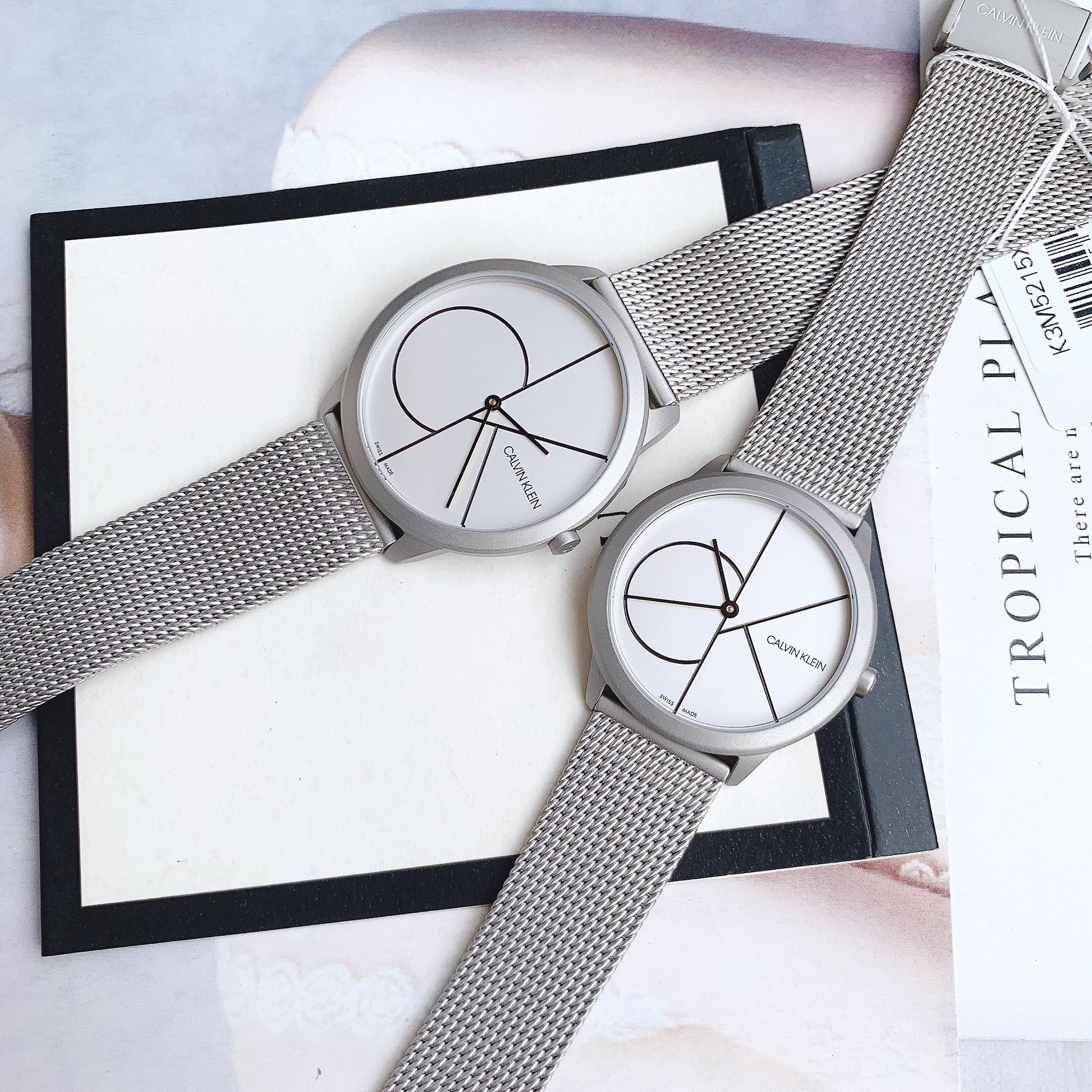  Shop Authentic Calvin Klein Minimal White Dial Silver Mesh Bracelet Watch for Women - K3M5215X - Luxxuri