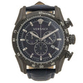  Shop Authentic Versace V-Ray Chronograph Quartz Blue Dial Black Leather Strap Watch For Men - VEDB00418 - Luxxuri