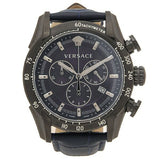  Shop Authentic Versace V-Ray Chronograph Quartz Blue Dial Black Leather Strap Watch For Men - VEDB00418 - Luxxuri