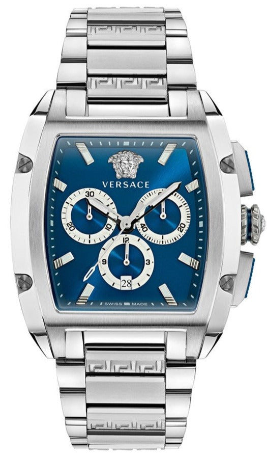  Shop Authentic Versace Dominus Chronograph Blue Dial Silver Steel Strap Watch For Men - VE6H00423 - Luxxuri