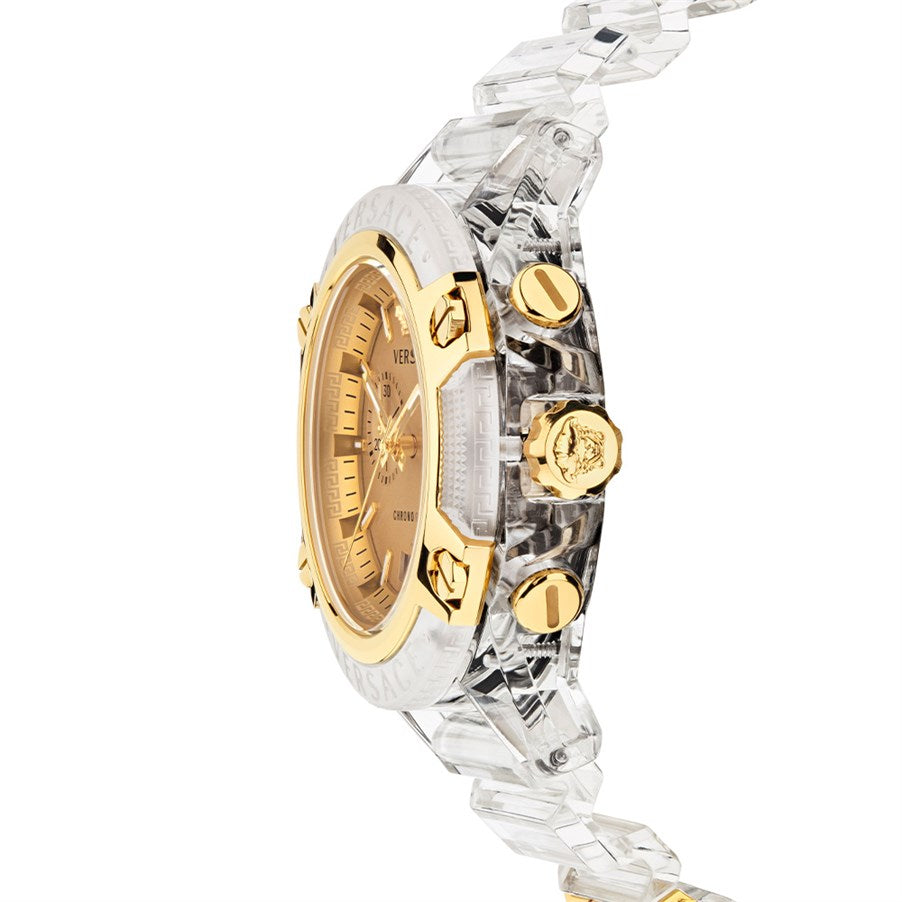  Shop Authentic Versace Icon Active Chronograph Gold Dial White Silicone Strap Watch for Men - VEZ700121 - Luxxuri