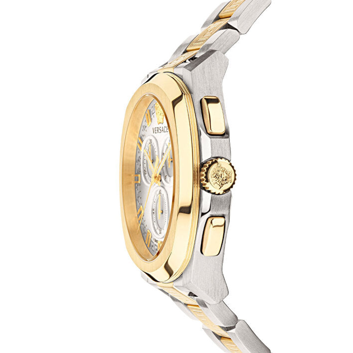  Shop Authentic Versace Dylos Chronograph Silver Dial Two Tone Steel Strap Watch for Men - VQC030015 - Luxxuri