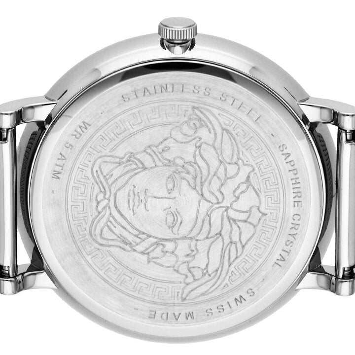  Shop Authentic Versace V-Circle Silver Dial Silver Mesh Bracelet Watch for Men - VBQ060017 - Luxxuri