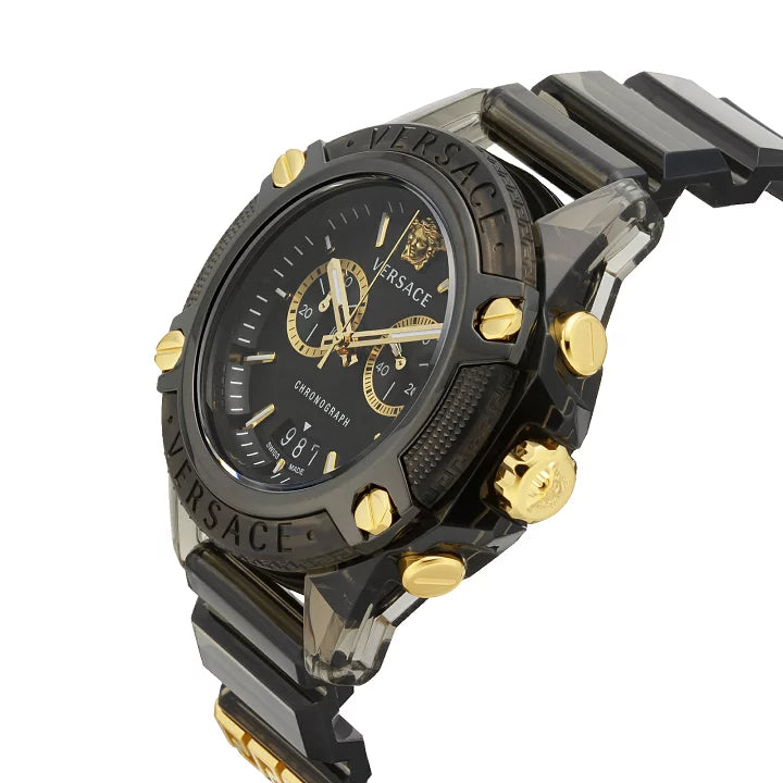  Shop Authentic Versace Icon Active Chronograph Black Dial Black Steel Strap Watch for Men - VEZ700421 - Luxxuri