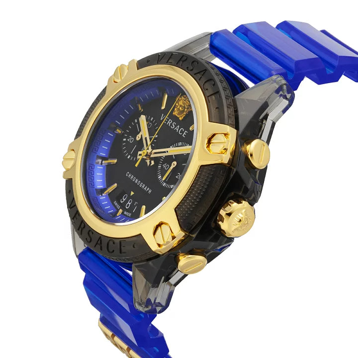  Shop Authentic Versace Icon Active Chronograph Black Dial Blue Rubber Strap Watch For Men  VEZ700521 - Luxxuri