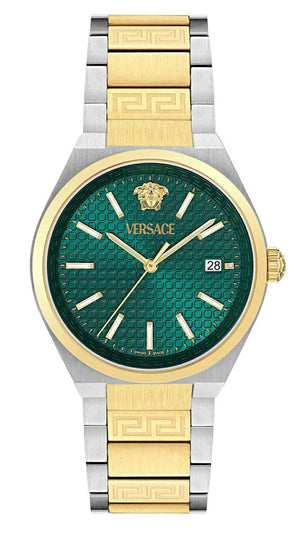  Shop Authentic Versace V-Auria Quartz Green Dial Two Tone Steel Strap Watch for Men - VE0F00425 - Luxxuri