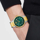  Shop Authentic Versace V-Auria Quartz Green Dial Two Tone Steel Strap Watch for Men - VE0F00425 - Luxxuri