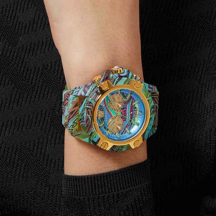  Shop Authentic Versace Icon Active Chronograph Blue Dial Green Rubber Strap Watch For Men - VEZ701322 - Luxxuri