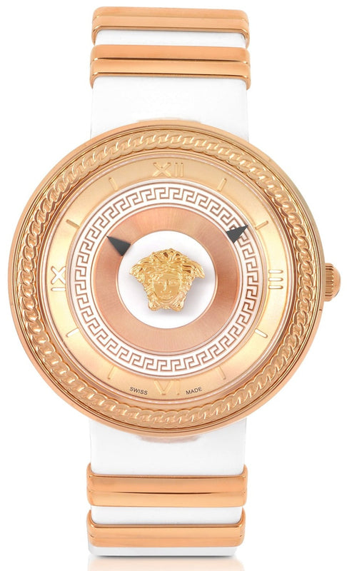  Shop Authentic Versace V Metal Icon Gold Dial White & Gold Strap Watch for Women - VLC040014 - Luxxuri