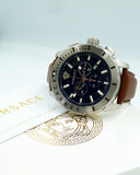  Shop Authentic Versace Casual Chronograph Blue Dial Brown Leather Strap Watch for Men - VERG002-18 - Luxxuri