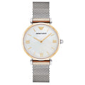Emporio Armani Gianni T Bar Mother of Pearl Dial Silver Mesh Bracelet Watch For Women - AR2068