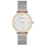  Shop Authentic Emporio Armani Gianni T Bar Mother of Pearl Dial Silver Mesh Bracelet Watch For Women - AR2068 - Luxxuri