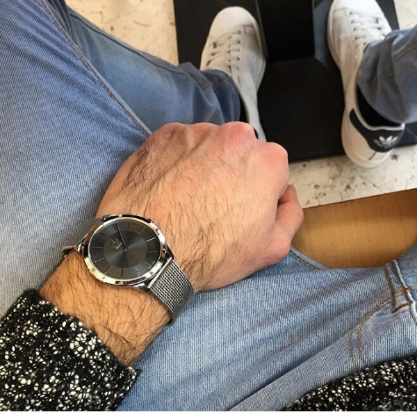  Shop Authentic Calvin Klein Minimal Grey Dial Silver Mesh Bracelet Watch for Men - K3M21124 - Luxxuri