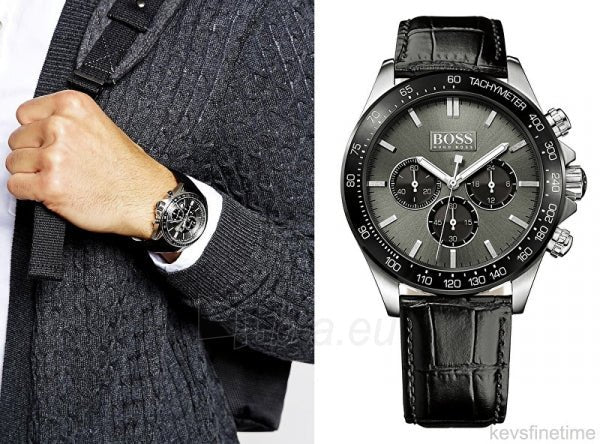  Shop Authentic Hugo Boss Ikon Grey Dial Black Leather Strap Watch for Men - 1513177 - Luxxuri