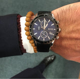  Shop Authentic Hugo Boss Rafale Chronograph Blue Dial Black Leather Strap Watch For Men - 1513391 - Luxxuri