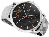  Shop Authentic Tommy Hilfiger Hunter Quartz Black Dial Silver Steel Strap Watch for Men - 1791610 - Luxxuri