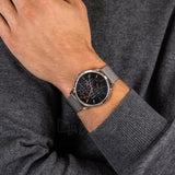  Shop Authentic Tommy Hilfiger Hunter Quartz Black Dial Silver Steel Strap Watch for Men - 1791610 - Luxxuri