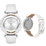  Shop Authentic Michael Kors Averi Silver Dial White Leather Strap Watch for Women - MK2524 - Luxxuri