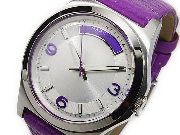  Shop Authentic Marc Jacobs Baby Dave Silver Dial Purple Leather Strap Watch for Women - MBM1262 - Luxxuri