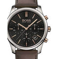 Hugo Boss Time One Black Dial Brown Leather Strap Watch for Men - 1513448