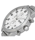 Shop Authentic Hugo Boss Aeroliner Chronograph White Dial Silver Steel Strap Watch for Men - 1513182 - Luxxuri