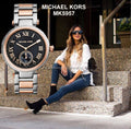 Michael Kors Skylar Black Dial Two Tone Steel Strap Watch for Women - MK5957