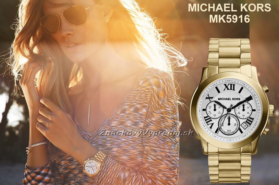  Shop Authentic Michael Kors Cooper Chronograph White Dial Gold Steel Strap Watch For Women - MK5916 - Luxxuri