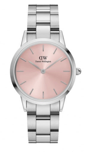  Shop Authentic Daniel Wellington Iconic Pink Dial Silver Steel Strap Watch For Women - DW00100325 - Luxxuri