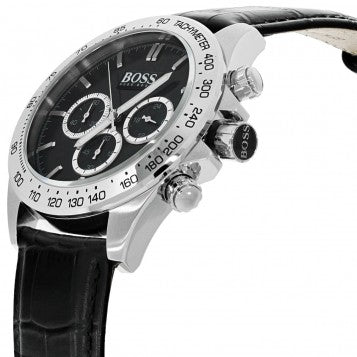  Shop Authentic Hugo Boss Ikon Black Dial Black Leather Strap Watch for Men - 1513178 - Luxxuri