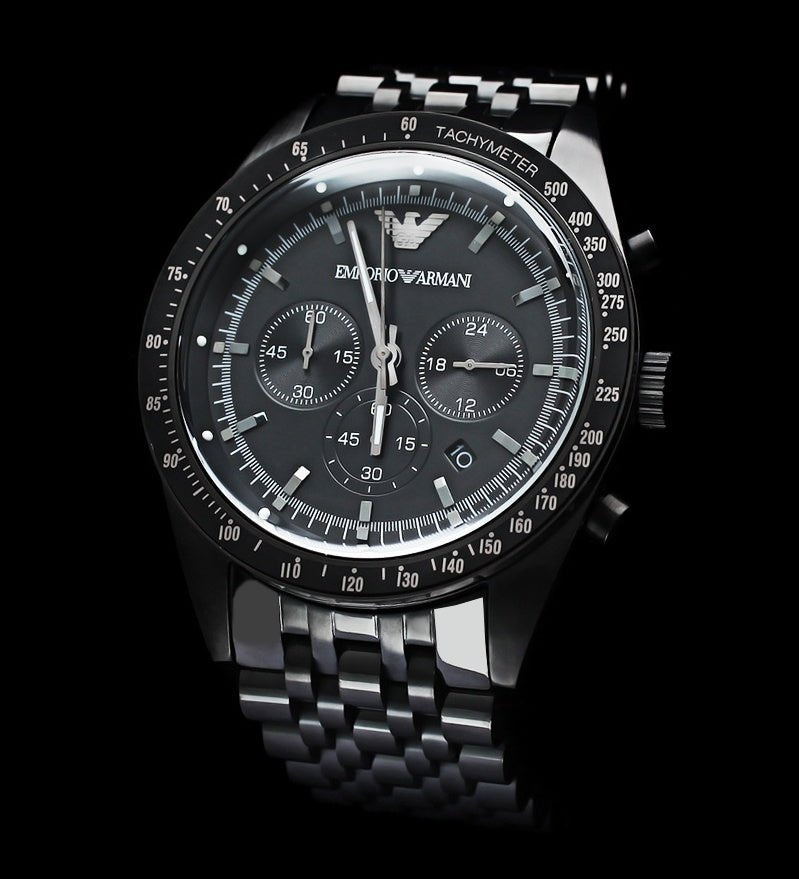  Shop Authentic Emporio Armani Tazio Chronograph Black Dial Black Steel Strap Watch For Men - AR5989 - Luxxuri