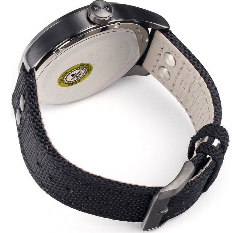  Shop Authentic Hugo Boss Aeroliner Chronograph Black Dial Black Leather Strap Watch For Men - 1513086 - Luxxuri