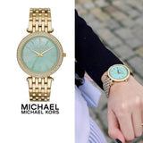  Shop Authentic Michael Kors Darci Analog Mother of Pearl Green Dial Gold Steel Strap Watch For Women - MK3498 - Luxxuri